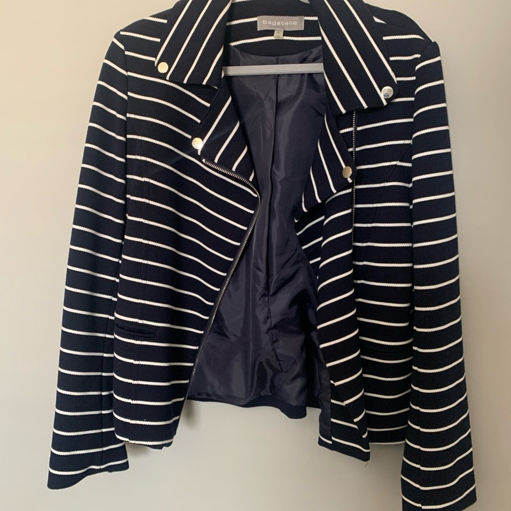 Bagatelle Striped Blazer in Navy and White